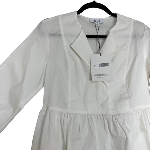 Billie The Label Alexa Poplin Mini Dress In Ivory Size Small NWT - Picture 3 of 7